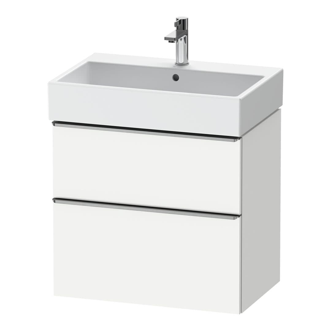 Duravit D-Neo – Έπιπλο Νιπτήρα – 684 mm, 2 συρτάρια, νιπτήρας κέντρο, Stainless steel Brushed – White Matt, Decor (DE4372070180000)