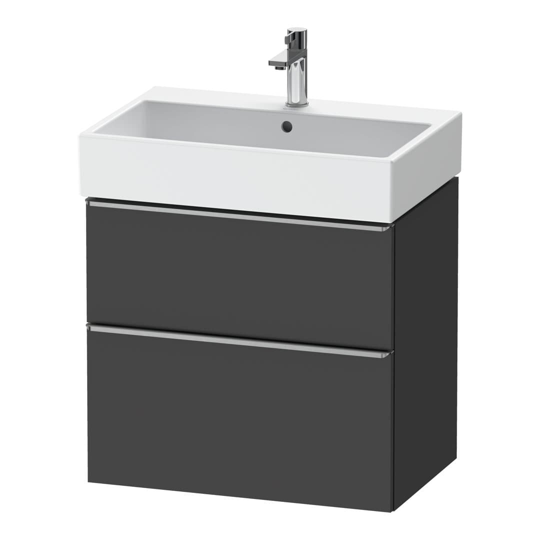 Duravit D-Neo – Έπιπλο Νιπτήρα – 684 mm, 2 συρτάρια, νιπτήρας κέντρο, Stainless steel Brushed – Graphite Matt, Decor (DE4372070490000)