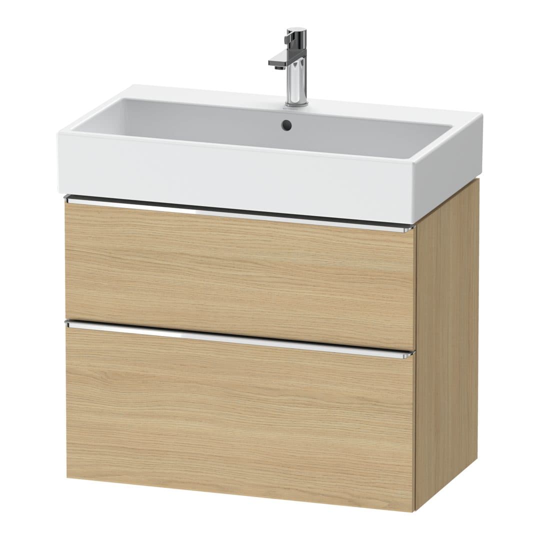 Duravit D-Neo – Έπιπλο Νιπτήρα – 784 mm, 2 συρτάρια, νιπτήρας κέντρο, 784 x 442 x 625 mm, Chrome High Gloss – Natural oak, Decor (DE4373010300000)