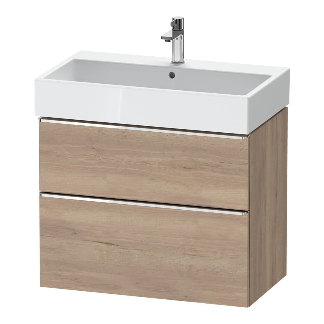 Duravit D-Neo – Έπιπλο Νιπτήρα – 784 mm, 2 συρτάρια, νιπτήρας κέντρο, 784 x 442 x 625 mm, Chrome High Gloss – Marbled Oak Matt, Decor (DE4373010550000)
