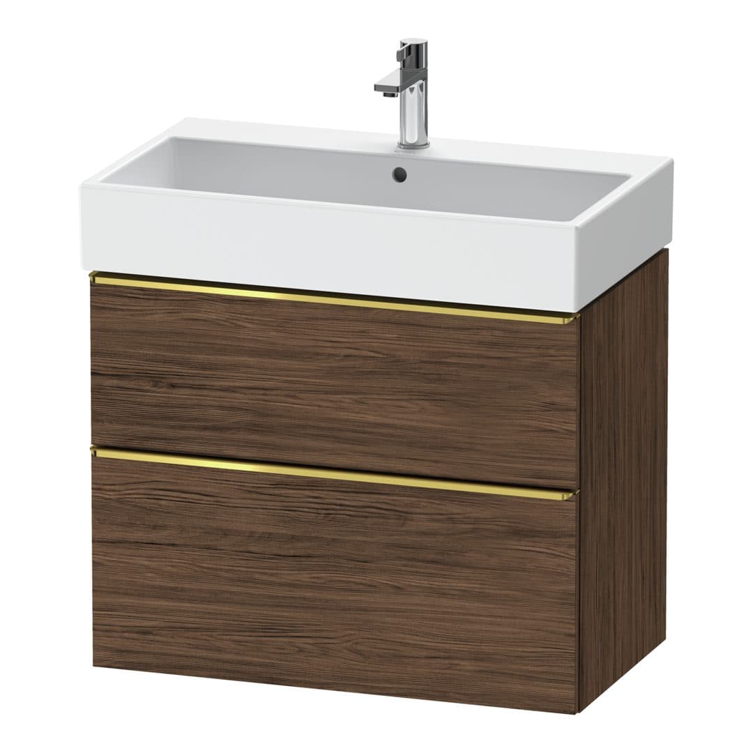 Duravit D-Neo – Έπιπλο Νιπτήρα – 784 mm, 2 συρτάρια, νιπτήρας κέντρο, 784 x 442 x 625 mm, Gold Polished – Walnut dark Matt, Decor (DE4373034210000)