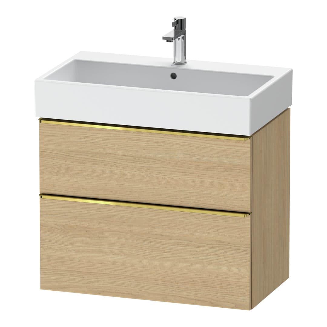 Duravit D-Neo – Έπιπλο Νιπτήρα – 784 mm, 2 συρτάρια, νιπτήρας κέντρο, 784 x 442 x 625 mm, Gold Polished – Natural oak, Decor (DE4373034300000)