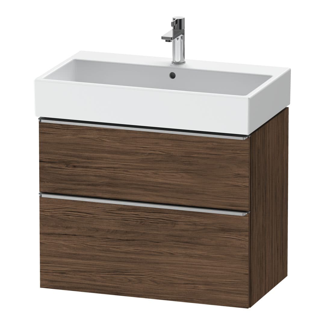 Duravit D-Neo – Έπιπλο Νιπτήρα – 784 mm, 2 συρτάρια, νιπτήρας κέντρο, 784 x 442 x 625 mm, Stainless steel Brushed – Walnut dark Matt, Decor (DE4373070210000)