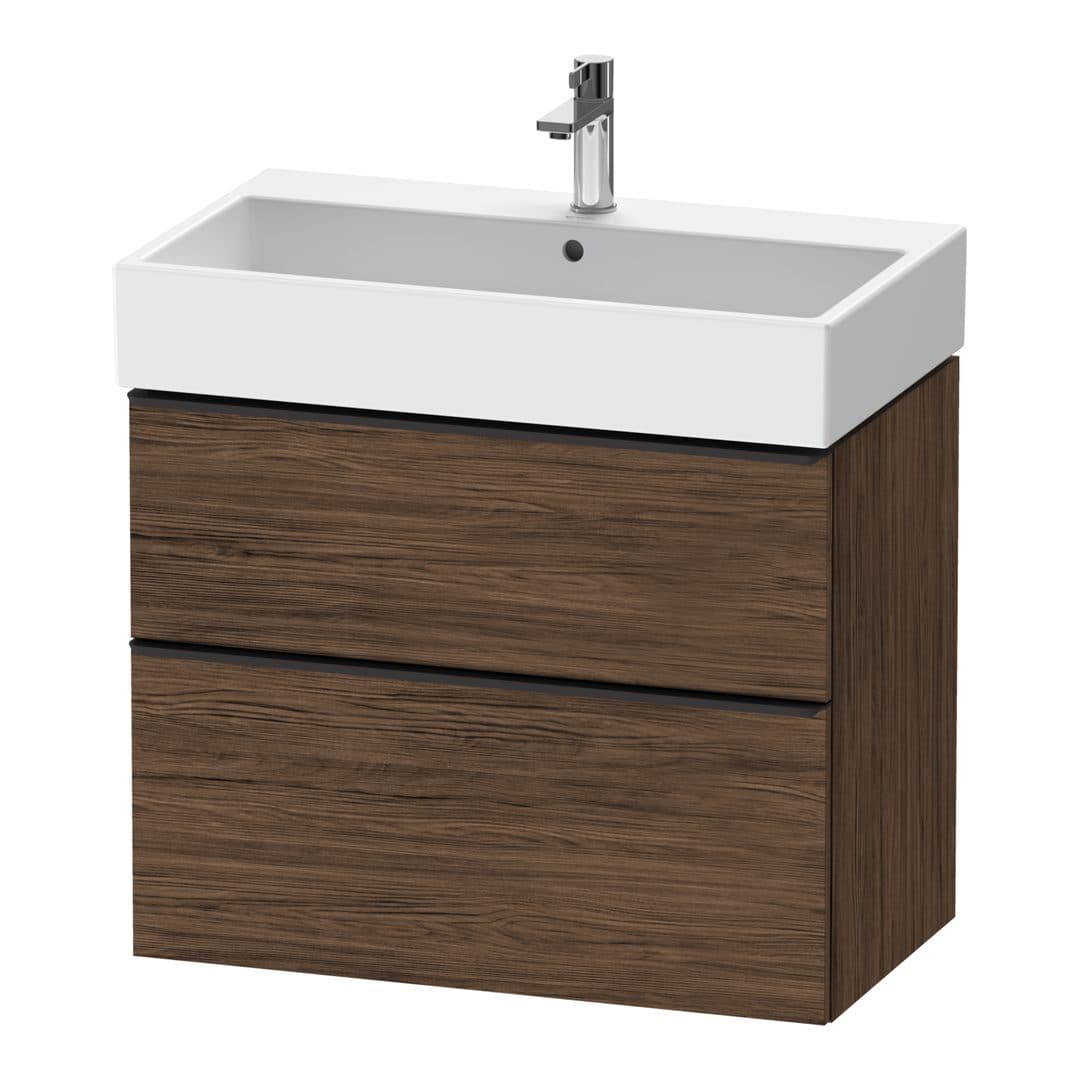 Duravit D-Neo – Έπιπλο Νιπτήρα – 784 mm, 2 συρτάρια, νιπτήρας κέντρο, 784 x 442 x 625 mm, Diamond black Matt – Walnut dark Matt, Decor (DE43730BD210000)