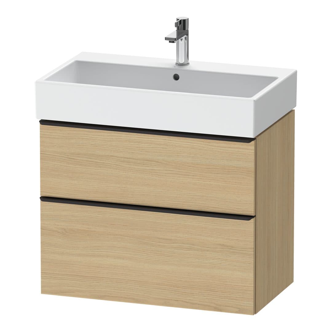Duravit D-Neo – Έπιπλο Νιπτήρα – 784 mm, 2 συρτάρια, νιπτήρας κέντρο, 784 x 442 x 625 mm, Diamond black Matt – Natural oak, Decor (DE43730BD300000)