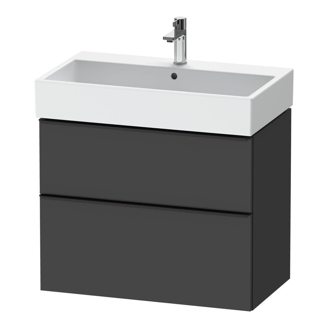 Duravit D-Neo – Έπιπλο Νιπτήρα – 784 mm, 2 συρτάρια, νιπτήρας κέντρο, 784 x 442 x 625 mm, Diamond black Matt – Graphite Matt, Decor (DE43730BD490000)