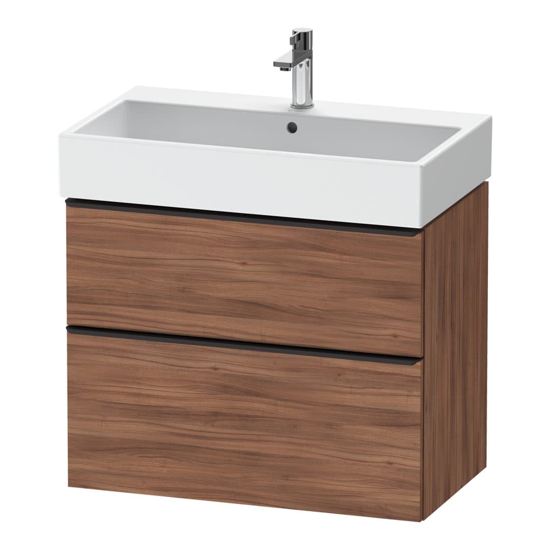 Duravit D-Neo – Έπιπλο Νιπτήρα – 784 mm, 2 συρτάρια, νιπτήρας κέντρο, 784 x 442 x 625 mm, Diamond black Matt – Walnut Matt, Decor (DE43730BD790000)
