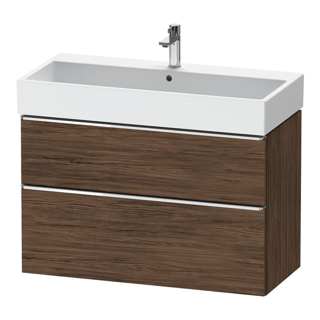 Duravit D-Neo – Έπιπλο Νιπτήρα – 984 mm, 2 συρτάρια, νιπτήρας κέντρο, 984 x 442 x 625 mm, Chrome High Gloss – Walnut dark Matt, Decor (DE4374010210000)