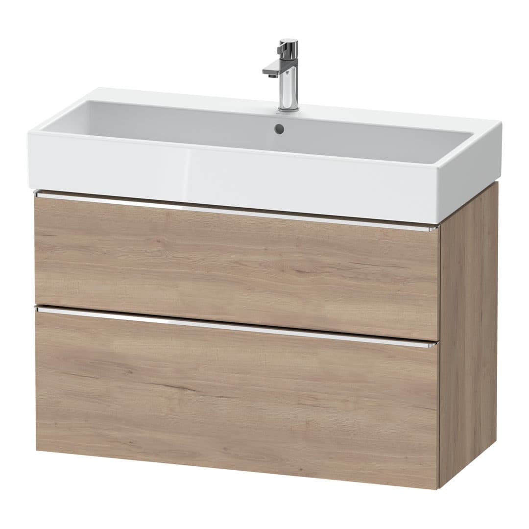Duravit D-Neo – Έπιπλο Νιπτήρα – 984 mm, 2 συρτάρια, νιπτήρας κέντρο, 984 x 442 x 625 mm, Chrome High Gloss – Marbled Oak Matt, Decor (DE4374010550000)