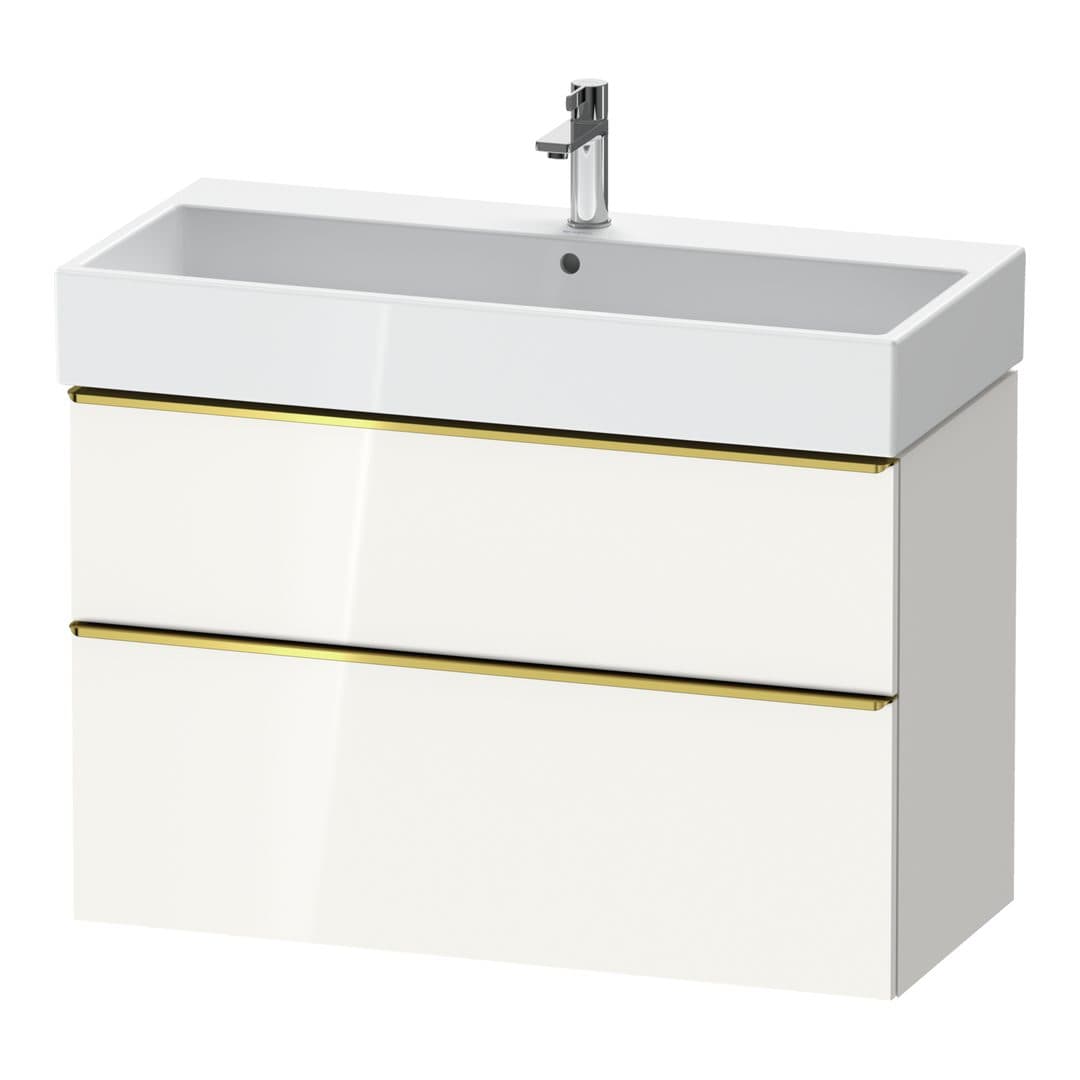 Duravit D-Neo – Έπιπλο Νιπτήρα – 984 mm, 2 συρτάρια, νιπτήρας κέντρο, 984 x 442 x 625 mm, Gold Polished – White High Gloss, Decor (DE4374034220000)