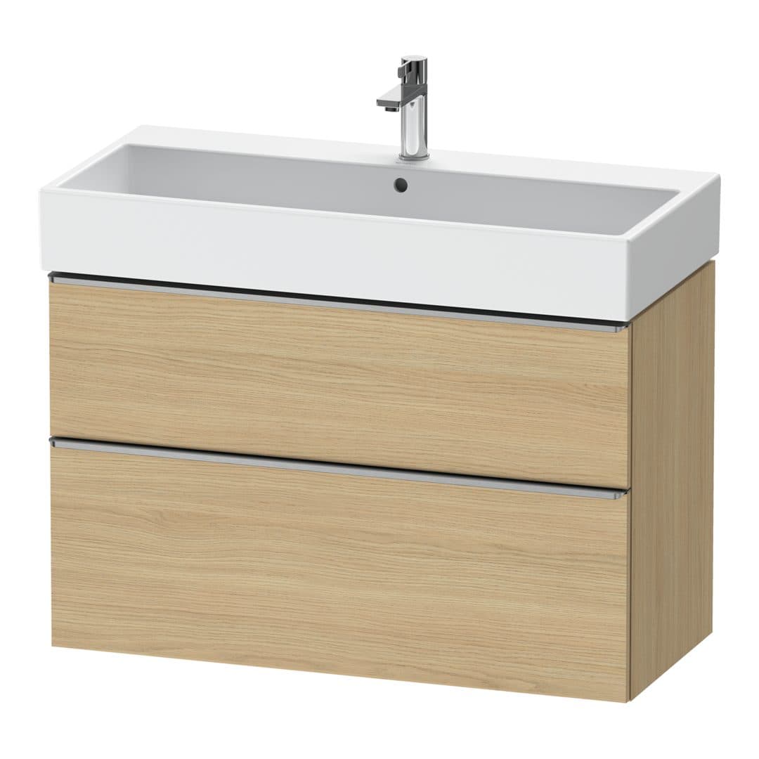 Duravit D-Neo – Έπιπλο Νιπτήρα – 984 mm, 2 συρτάρια, νιπτήρας κέντρο, 984 x 442 x 625 mm, Stainless steel Brushed – Natural oak, Decor (DE4374070300000)