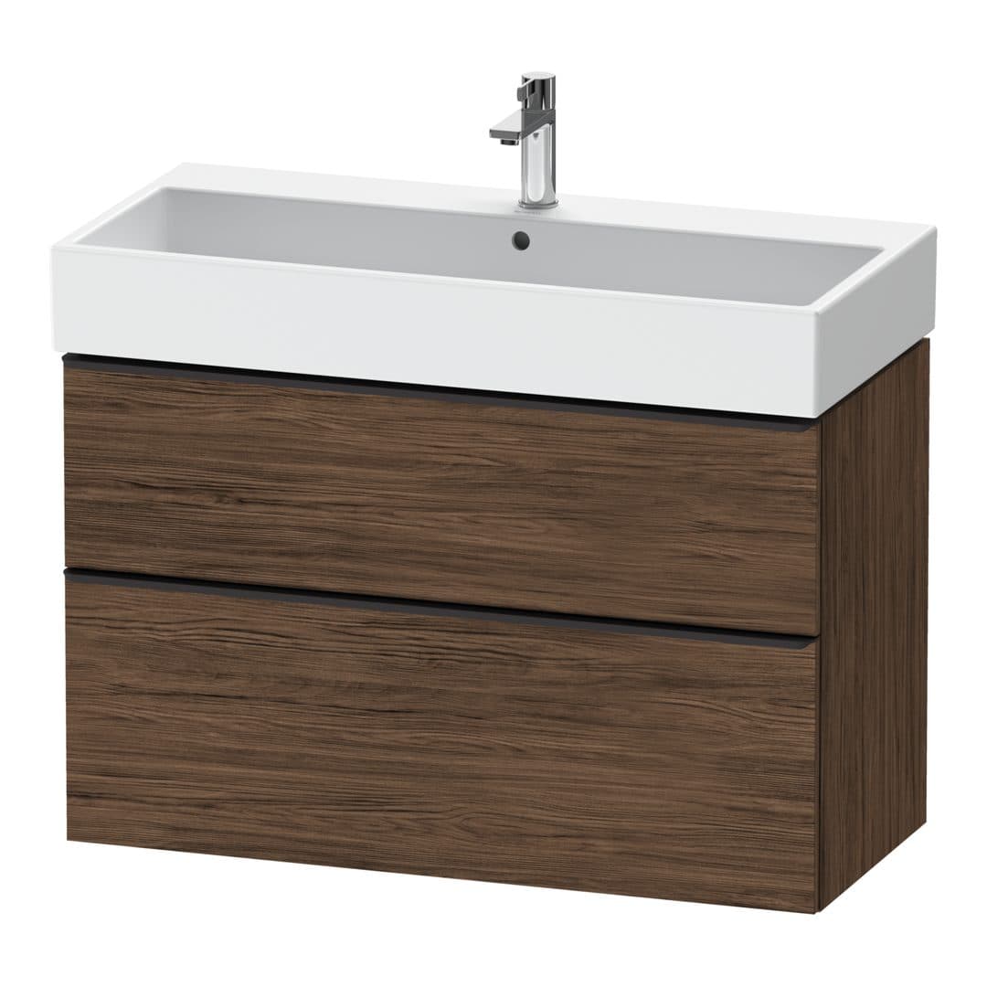 Duravit D-Neo – Έπιπλο Νιπτήρα – 984 mm, 2 συρτάρια, νιπτήρας κέντρο, 984 x 442 x 625 mm, Diamond black Matt – Walnut dark Matt, Decor (DE43740BD210000)