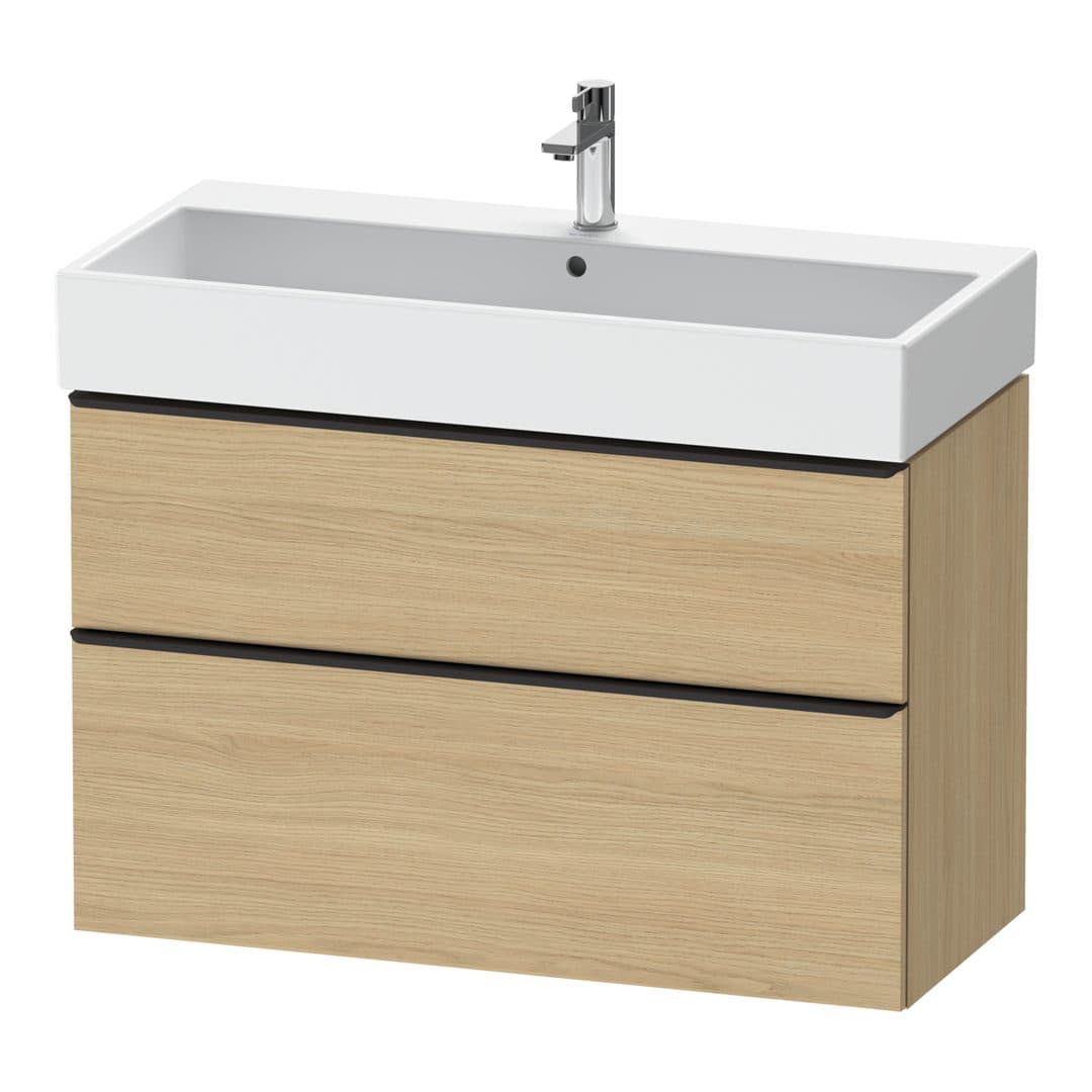 Duravit D-Neo – Έπιπλο Νιπτήρα – 984 mm, 2 συρτάρια, νιπτήρας κέντρο, 984 x 442 x 625 mm, Diamond black Matt – Natural oak, Decor (DE43740BD300000)