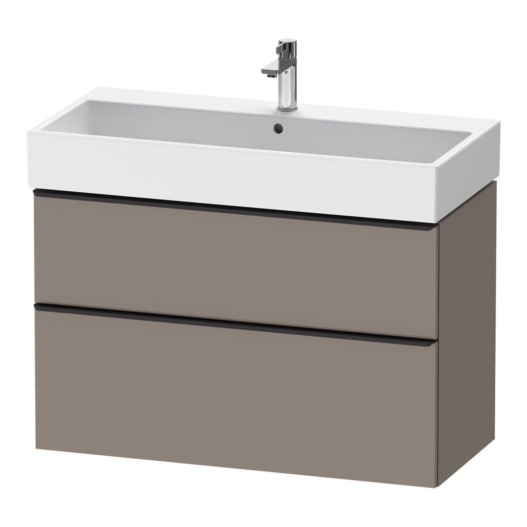 Duravit D-Neo – Έπιπλο Νιπτήρα – 984 mm, 2 συρτάρια, νιπτήρας κέντρο, 984 x 442 x 625 mm, Diamond black Matt – Basalte Matt, Decor (DE43740BD430000)