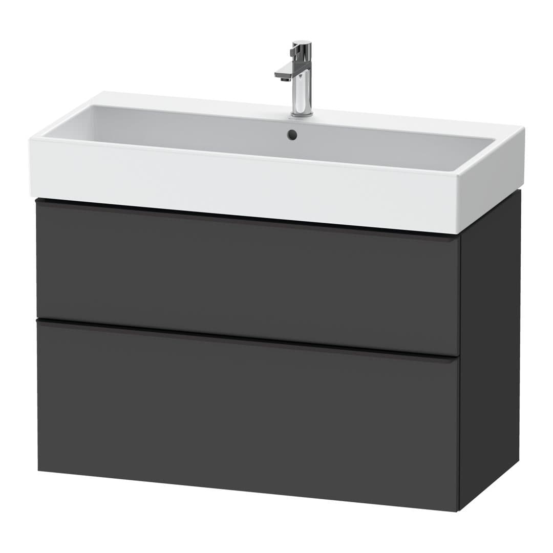 Duravit D-Neo – Έπιπλο Νιπτήρα – 984 mm, 2 συρτάρια, νιπτήρας κέντρο, 984 x 442 x 625 mm, Diamond black Matt – Graphite Matt, Decor (DE43740BD490000)