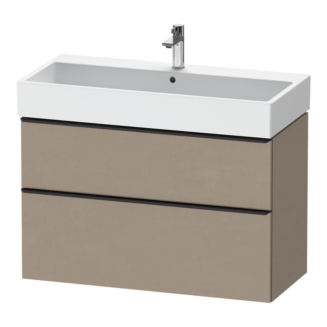 Duravit D-Neo – Έπιπλο Νιπτήρα – 984 mm, 2 συρτάρια, νιπτήρας κέντρο, 984 x 442 x 625 mm, Diamond black Matt – Linen Matt, Decor (DE43740BD750000)