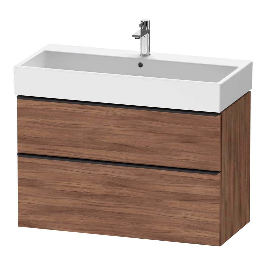 Duravit D-Neo – Έπιπλο Νιπτήρα – 984 mm, 2 συρτάρια, νιπτήρας κέντρο, 984 x 442 x 625 mm, Diamond black Matt – Walnut Matt, Decor (DE43740BD790000)