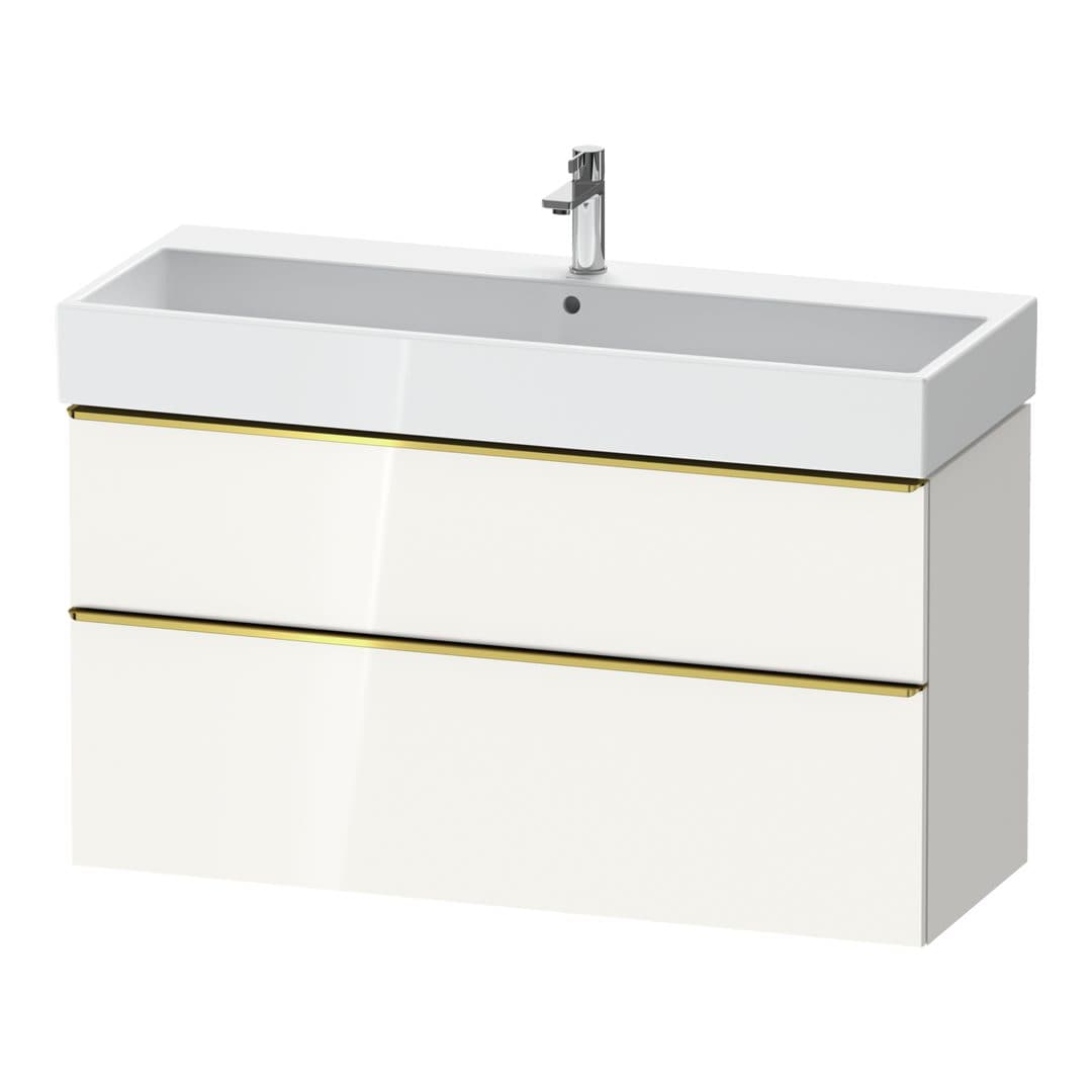 Duravit D-Neo – Έπιπλο Νιπτήρα – 1184 mm, 2 συρτάρια, νιπτήρας κέντρο, 1184 x 442 x 625 mm, Gold Polished – White High Gloss, Decor (DE4375034220000)