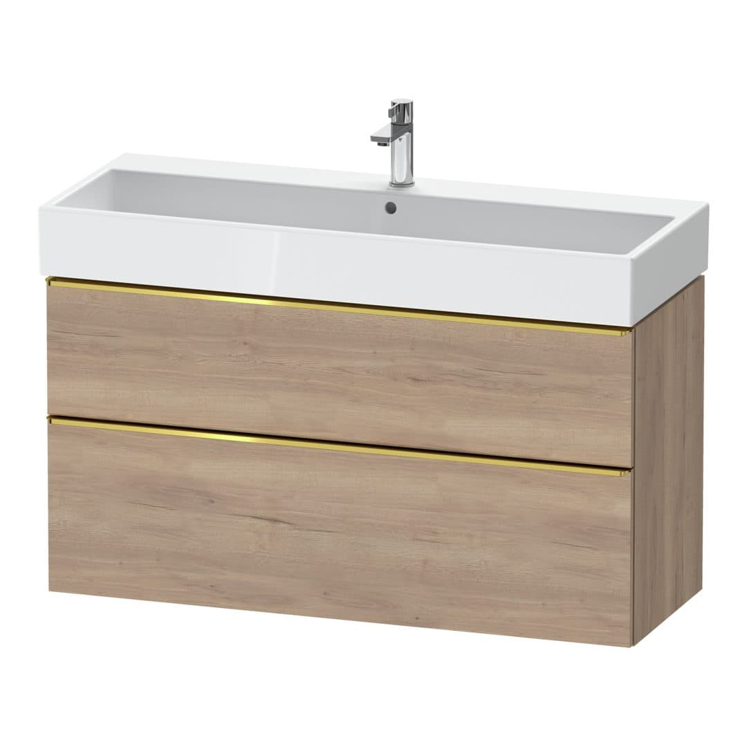 Duravit D-Neo – Έπιπλο Νιπτήρα – 1184 mm, 2 συρτάρια, νιπτήρας κέντρο, 1184 x 442 x 625 mm, Gold Polished – Marbled Oak Matt, Decor (DE4375034550000)