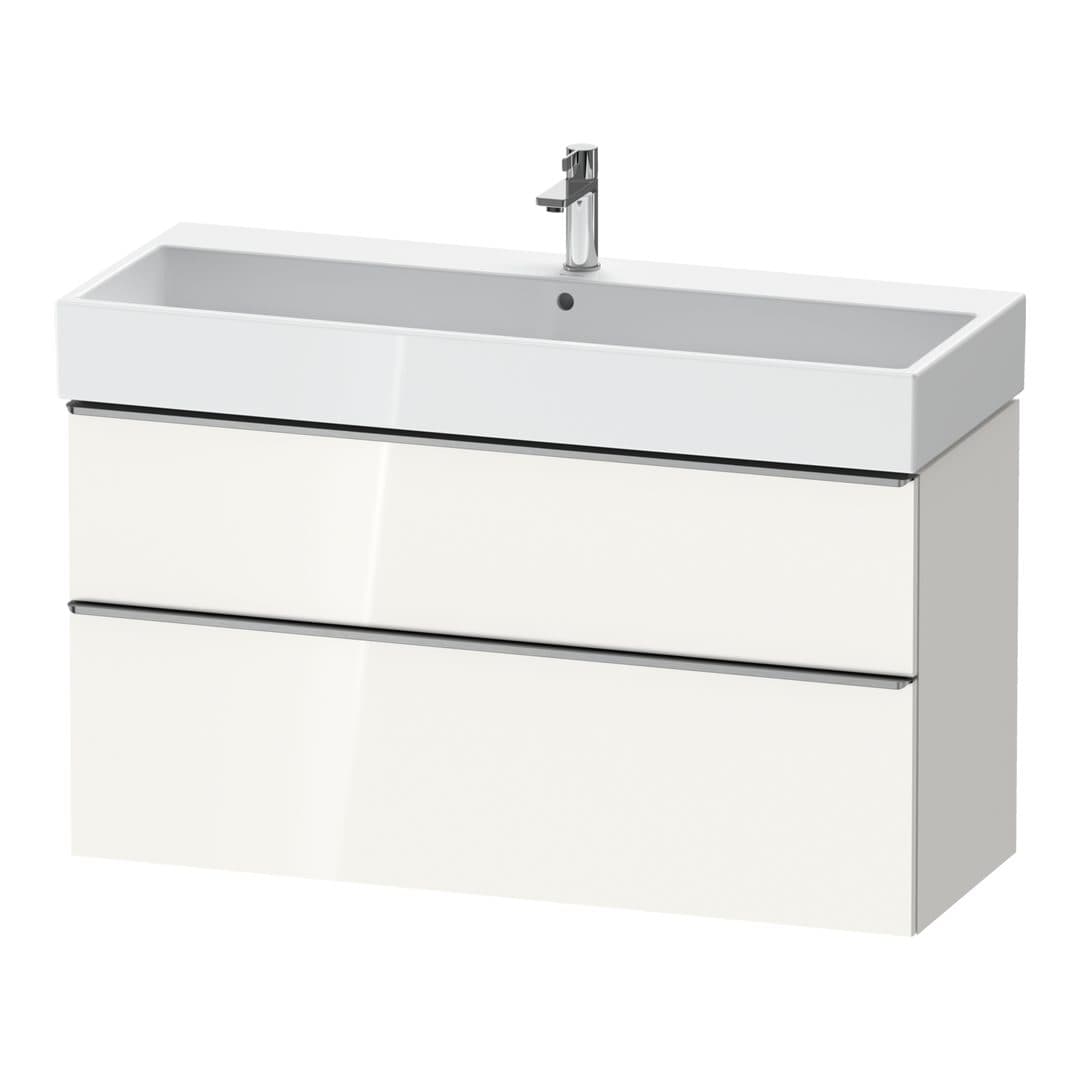 Duravit D-Neo – Έπιπλο Νιπτήρα – 1184 mm, 2 συρτάρια, νιπτήρας κέντρο, 1184 x 442 x 625 mm, Stainless steel Brushed – White High Gloss, Decor (DE4375070220000)