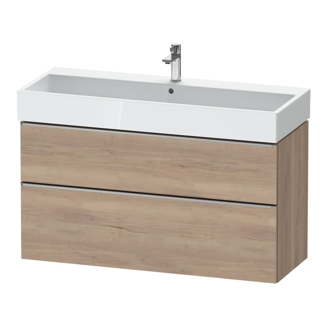 Duravit D-Neo – Έπιπλο Νιπτήρα – 1184 mm, 2 συρτάρια, νιπτήρας κέντρο, 1184 x 442 x 625 mm, Stainless steel Brushed – Marbled Oak Matt, Decor (DE4375070550000)