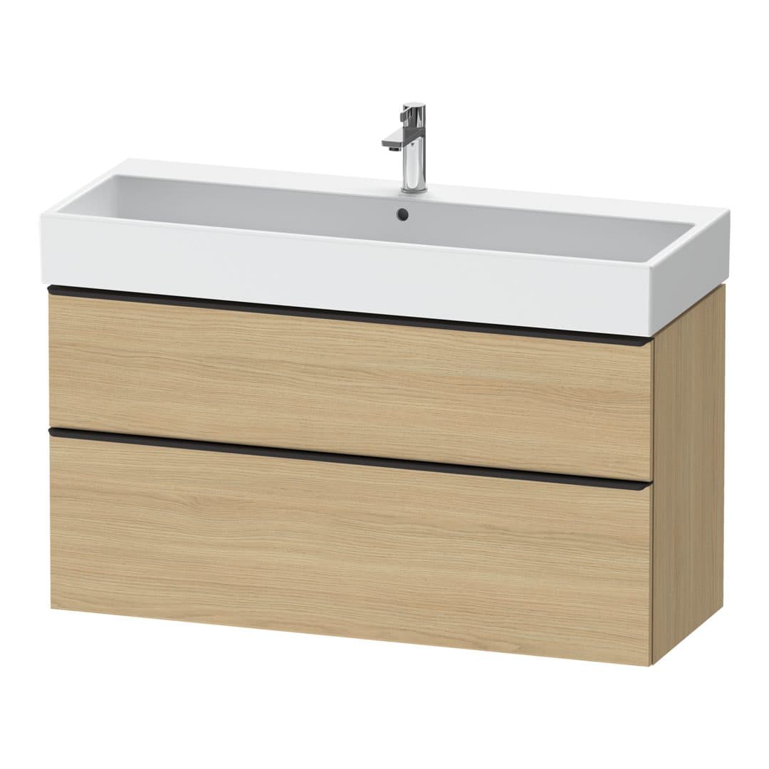 Duravit D-Neo – Έπιπλο Νιπτήρα – 1184 mm, 2 συρτάρια, νιπτήρας κέντρο, 1184 x 442 x 625 mm, Diamond black Matt – Natural oak, Decor (DE43750BD300000)