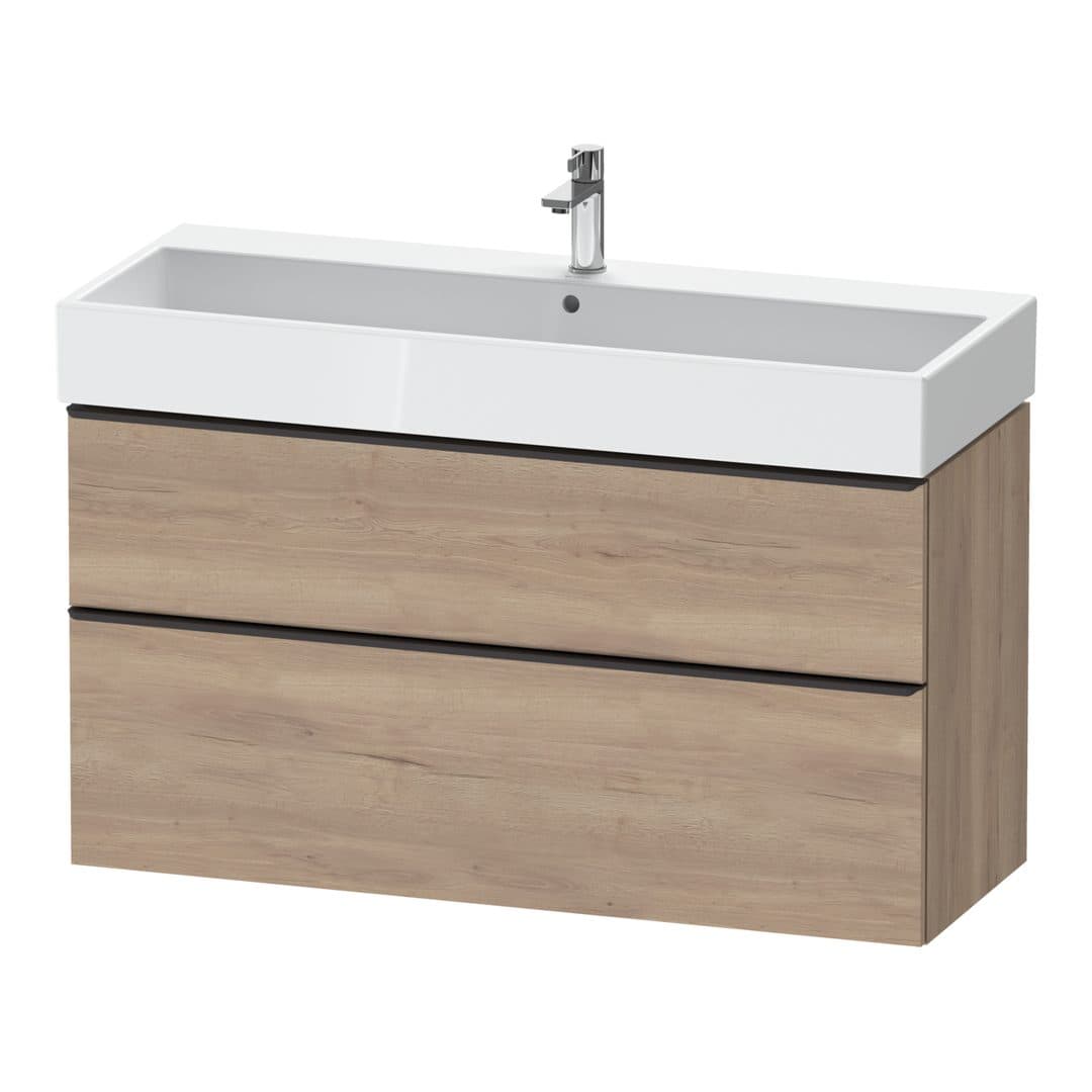 Duravit D-Neo – Έπιπλο Νιπτήρα – 1184 mm, 2 συρτάρια, νιπτήρας κέντρο, 1184 x 442 x 625 mm, Diamond black Matt – Marbled Oak Matt, Decor (DE43750BD550000)