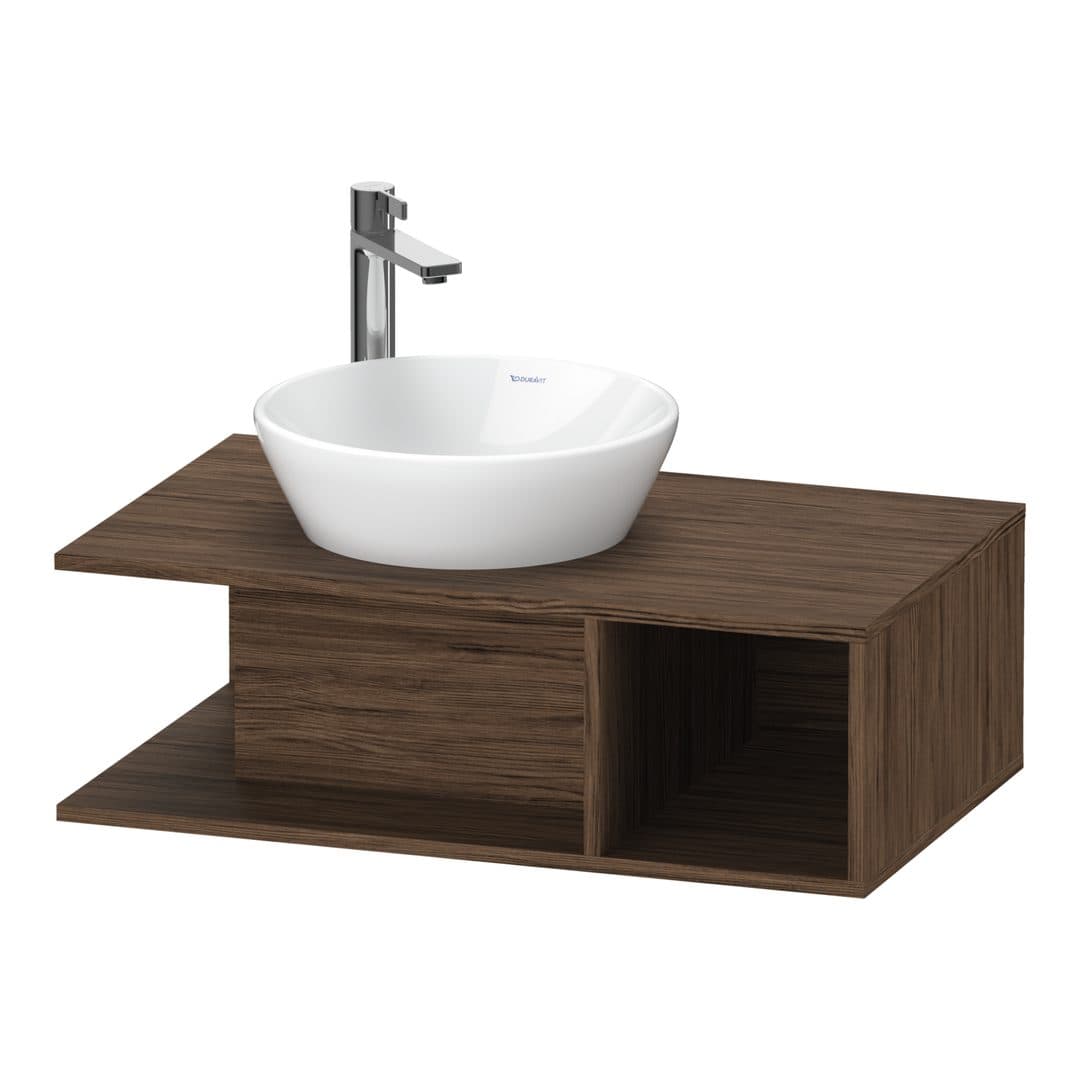 Duravit D-Neo – Έπιπλο Νιπτήρα – 800 mm, για κονσόλα, νιπτήρας αριστερά, Compact – Walnut dark Matt, Decor (DE491802121)