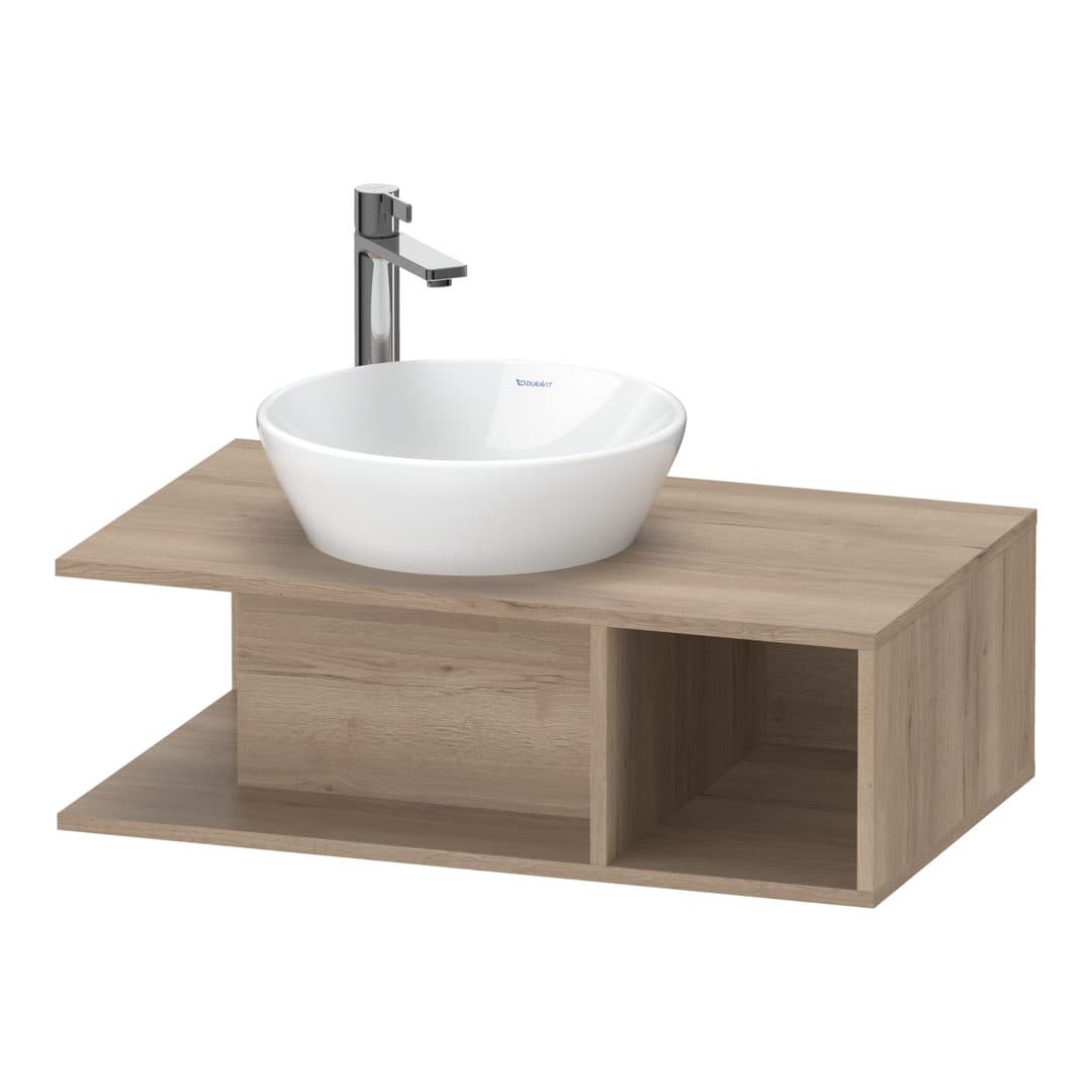 Duravit D-Neo – Έπιπλο Νιπτήρα – 800 mm, για κονσόλα, νιπτήρας αριστερά, Compact – Marbled Oak Matt, Decor (DE491805555)