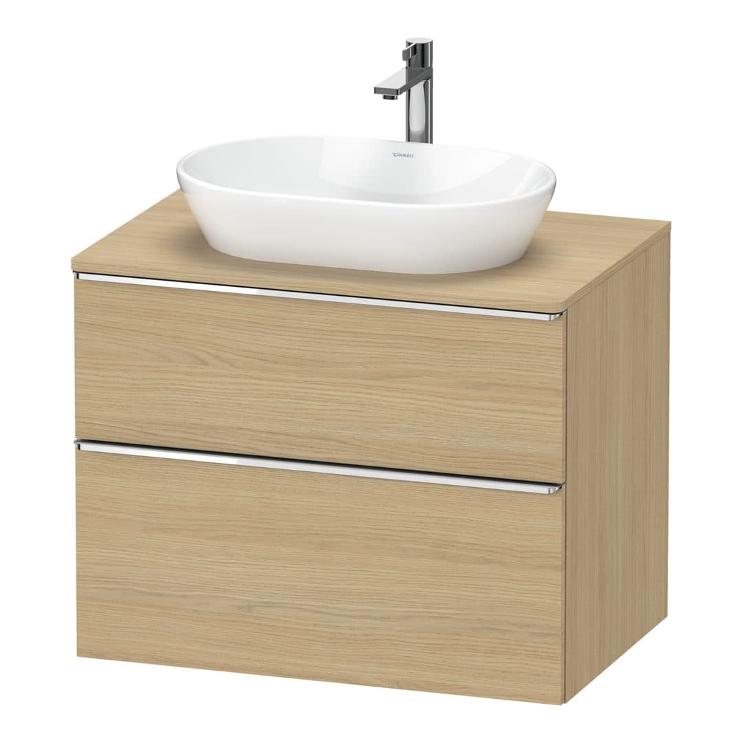 Duravit D-Neo – Έπιπλο Νιπτήρα – 800 mm, για κονσόλα, 2 συρτάρια, νιπτήρας κέντρο, Chrome High Gloss – Natural oak, Decor (DE4967010300000)
