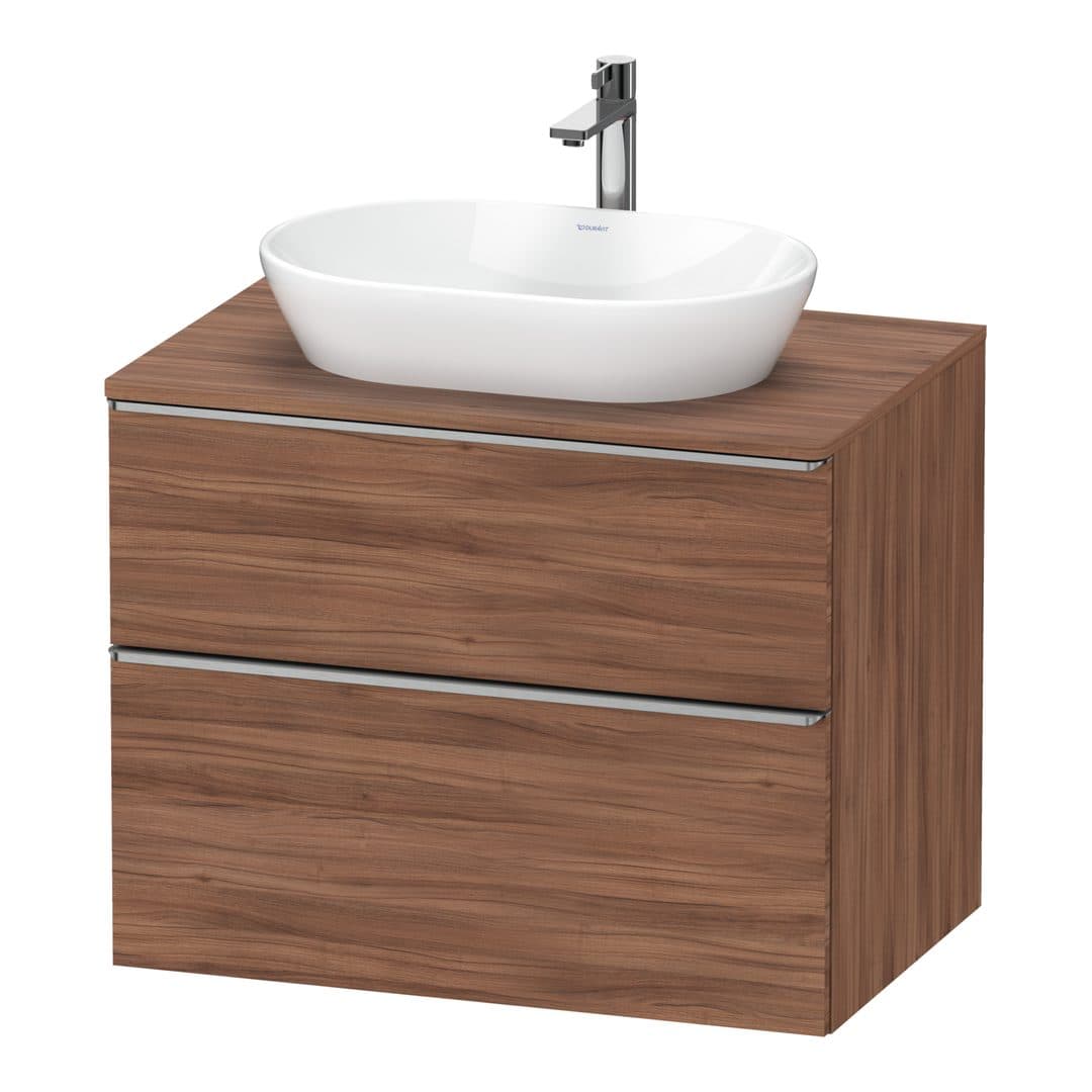 Duravit D-Neo – Έπιπλο Νιπτήρα – 800 mm, για κονσόλα, 2 συρτάρια, νιπτήρας κέντρο, Stainless steel Brushed – Walnut Matt, Decor (DE4967070790000)