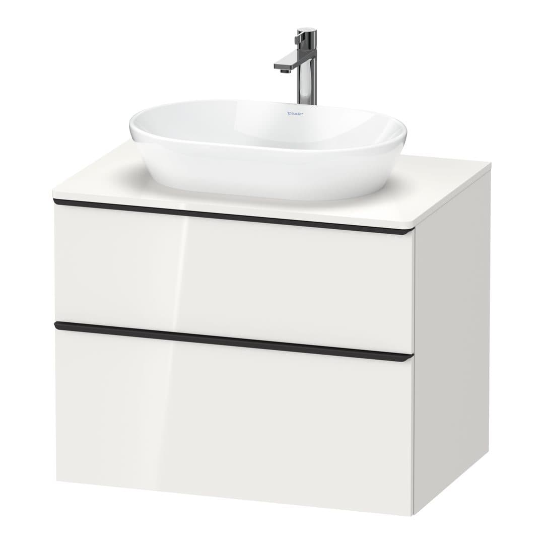 Duravit D-Neo – Έπιπλο Νιπτήρα – 800 mm, για κονσόλα, 2 συρτάρια, νιπτήρας κέντρο, Diamond black Matt – White High Gloss, Decor (DE49670BD220000)