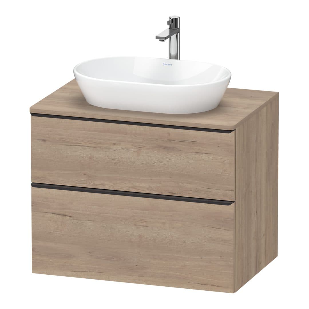 Duravit D-Neo – Έπιπλο Νιπτήρα – 800 mm, για κονσόλα, 2 συρτάρια, νιπτήρας κέντρο, Diamond black Matt – Marbled Oak Matt, Decor (DE49670BD550000)