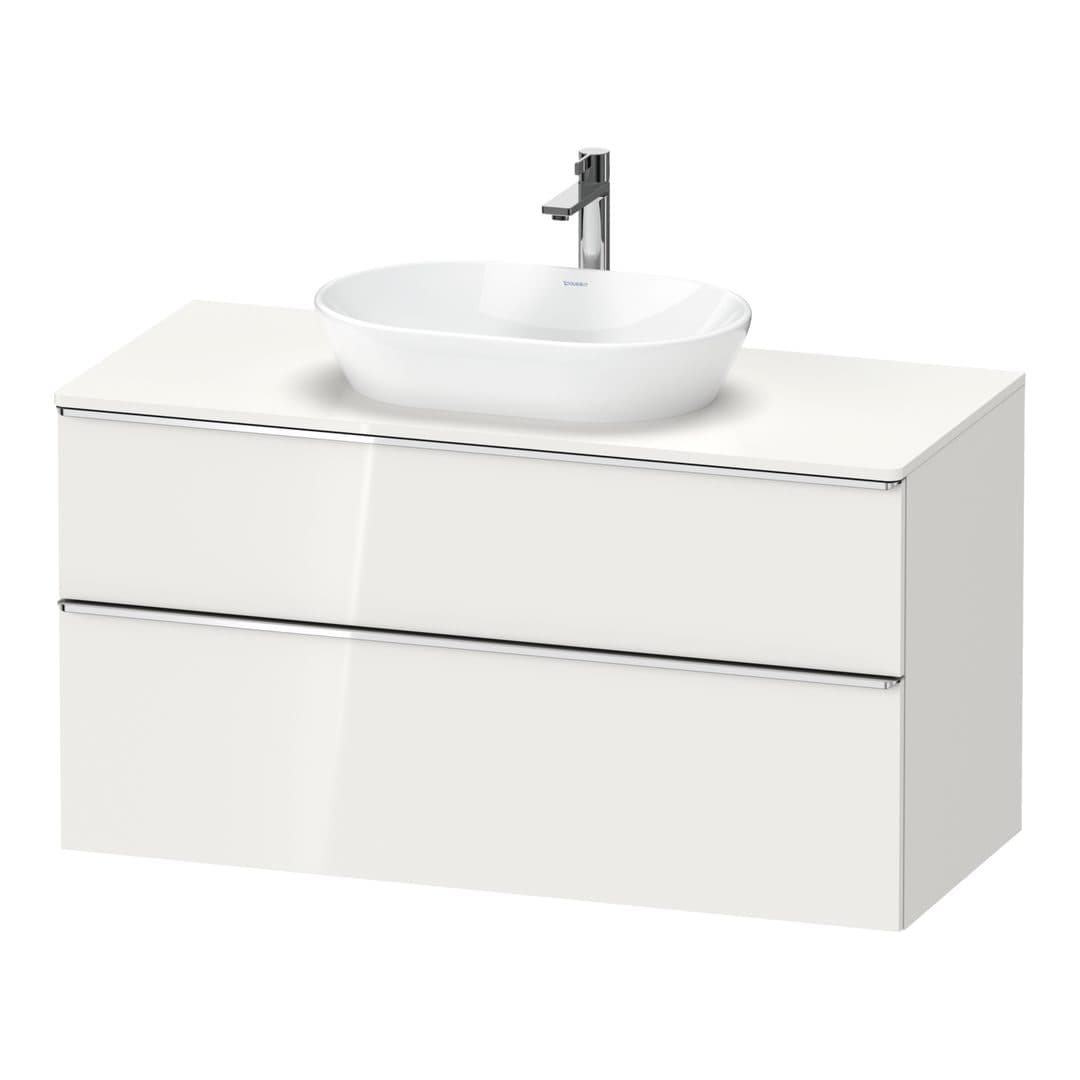 Duravit D-Neo – Έπιπλο Νιπτήρα – 1200 mm, για κονσόλα, 2 συρτάρια, νιπτήρας κέντρο, Chrome High Gloss – White High Gloss, Decor (DE4969010220000)