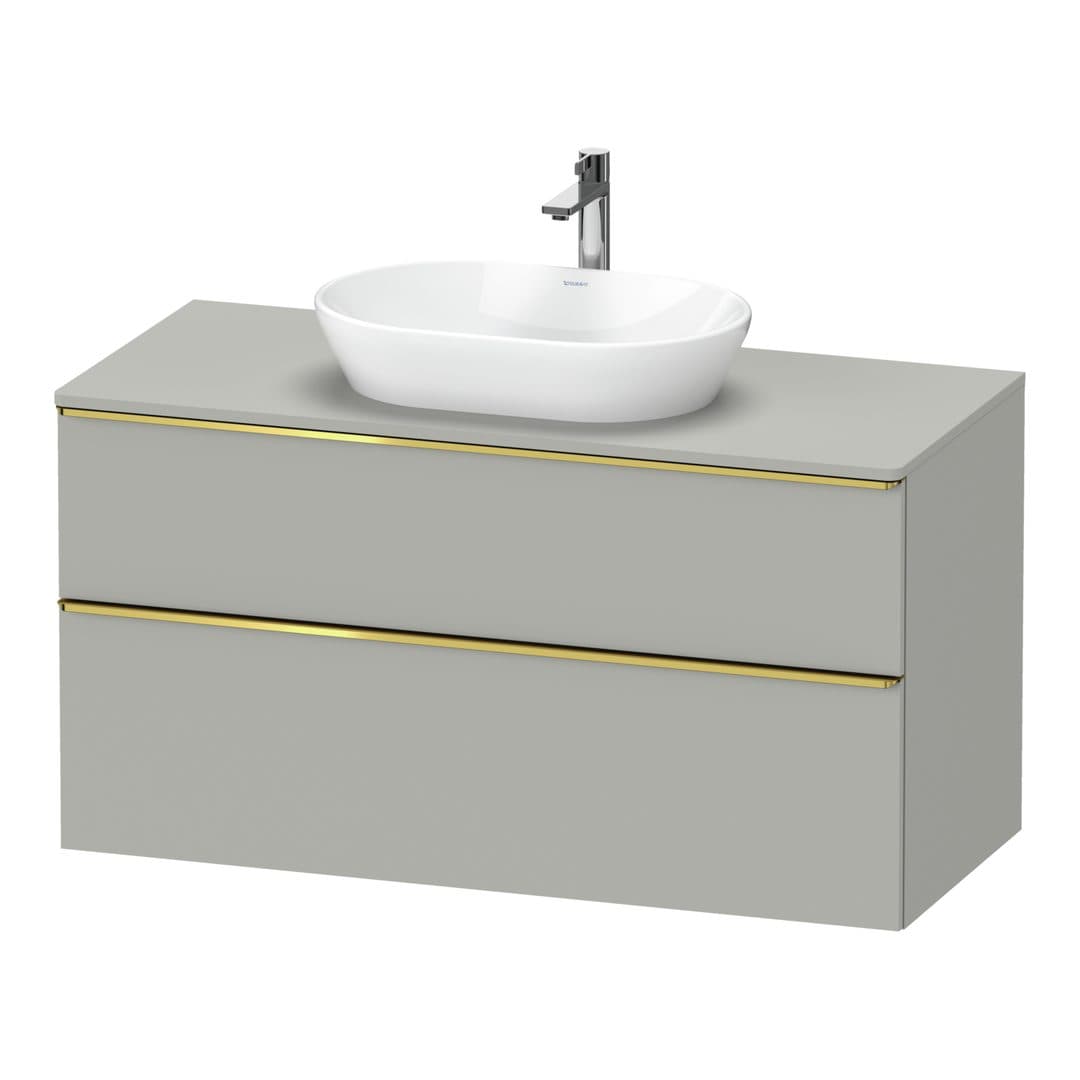 Duravit D-Neo – Έπιπλο Νιπτήρα – 1200 mm, για κονσόλα, 2 συρτάρια, νιπτήρας κέντρο, Gold Polished – Concrete grey Matt, Decor (DE4969034070000)