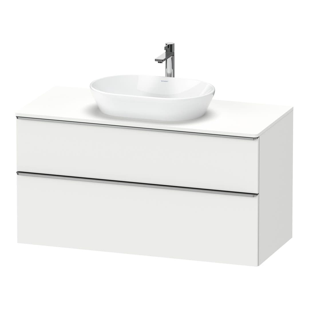 Duravit D-Neo – Έπιπλο Νιπτήρα – 1200 mm, για κονσόλα, 2 συρτάρια, νιπτήρας κέντρο, Stainless steel Brushed – White Matt, Decor (DE4969070180000)