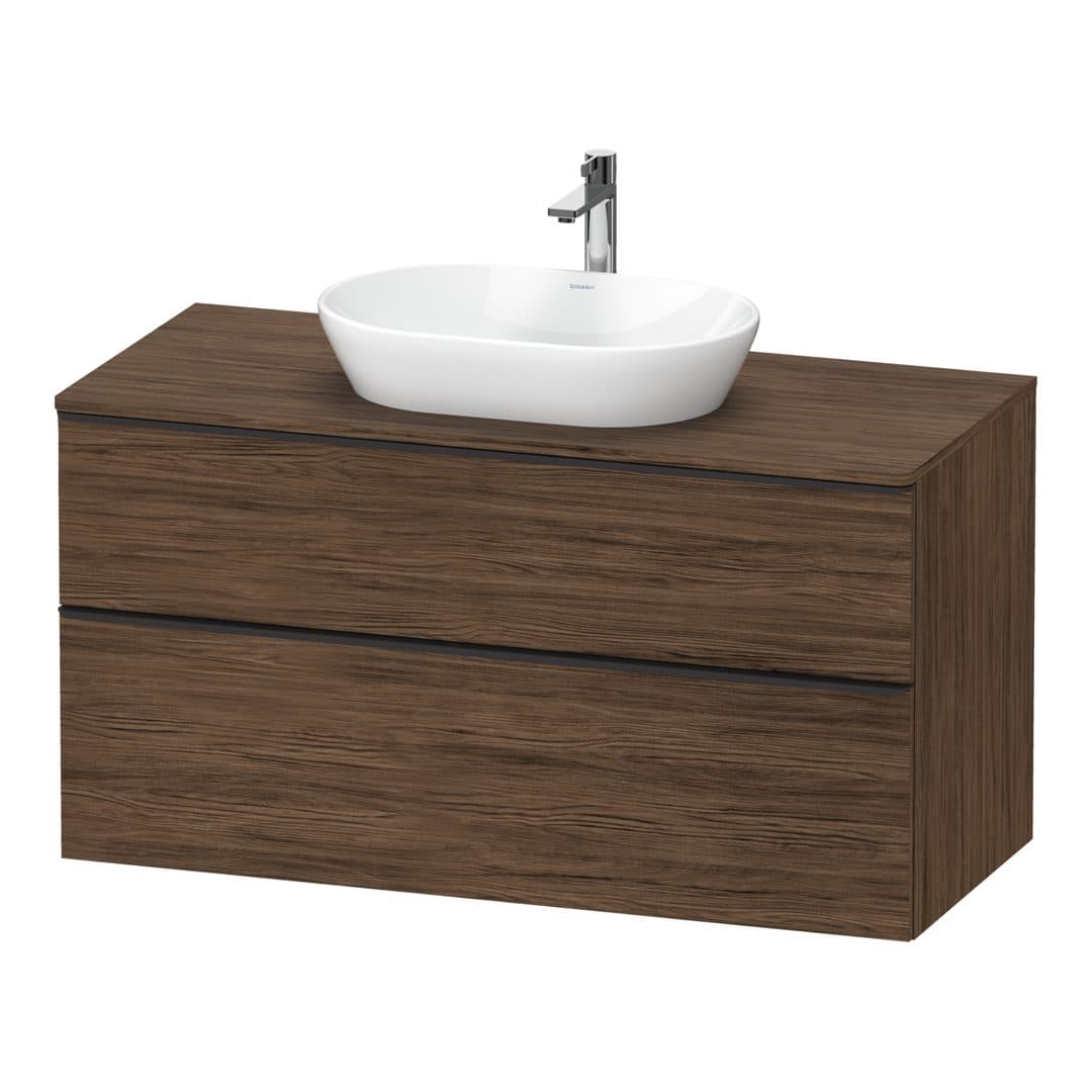 Duravit D-Neo – Έπιπλο Νιπτήρα – 1200 mm, για κονσόλα, 2 συρτάρια, νιπτήρας κέντρο, Diamond black Matt – Walnut dark Matt, Decor (DE49690BD210000)