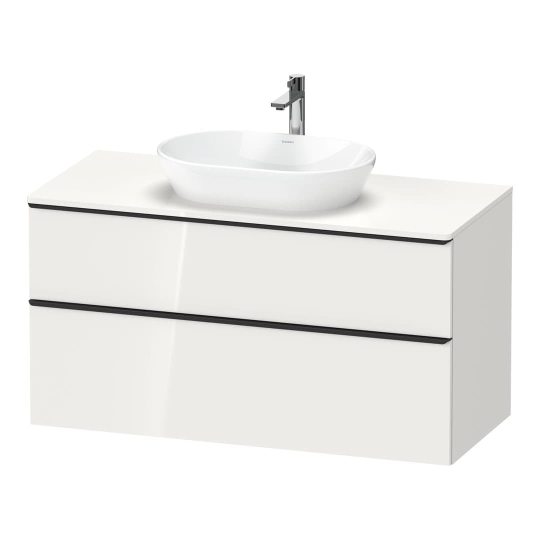 Duravit D-Neo – Έπιπλο Νιπτήρα – 1200 mm, για κονσόλα, 2 συρτάρια, νιπτήρας κέντρο, Diamond black Matt – White High Gloss, Decor (DE49690BD220000)
