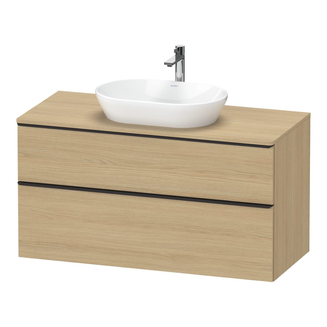 Duravit D-Neo – Έπιπλο Νιπτήρα – 1200 mm, για κονσόλα, 2 συρτάρια, νιπτήρας κέντρο, Diamond black Matt – Natural oak, Decor (DE49690BD300000)