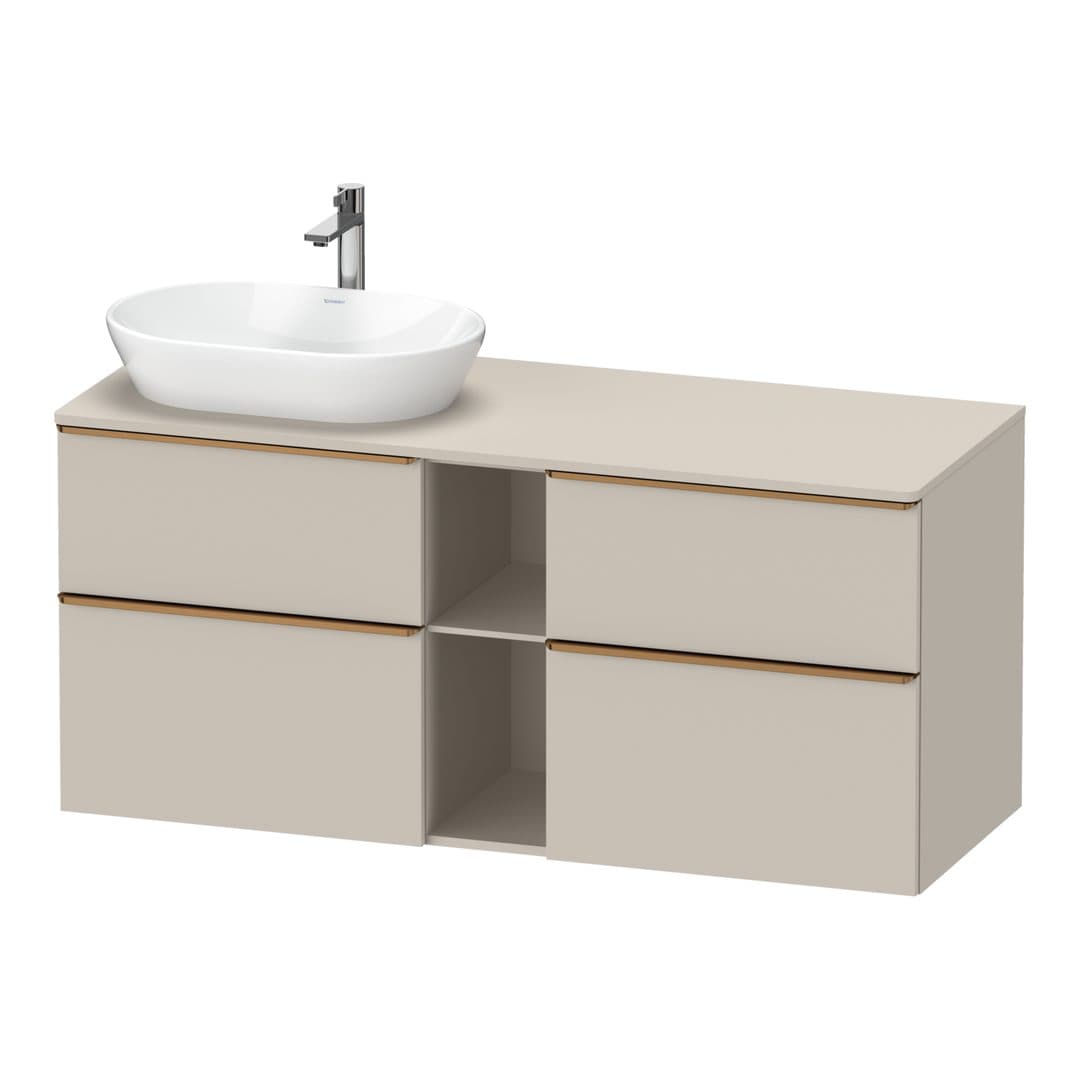 Duravit D-Neo – Έπιπλο Νιπτήρα – 1400 mm, για κονσόλα, 4 συρτάρια, νιπτήρας αριστερά, Bronze Brushed – Taupe Matt, Decor (DE4970L04910000)