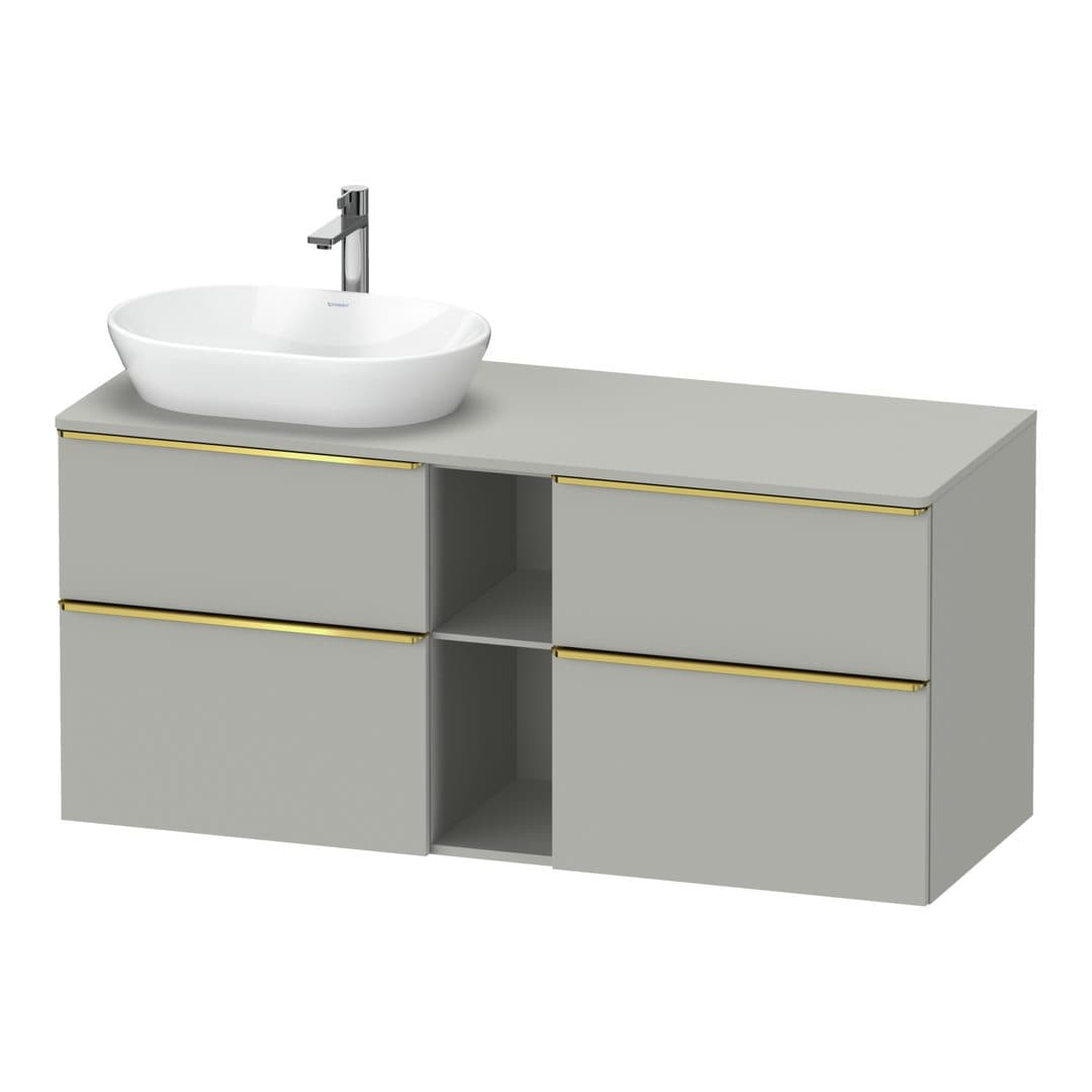 Duravit D-Neo – Έπιπλο Νιπτήρα – 1400 mm, για κονσόλα, 4 συρτάρια, νιπτήρας αριστερά, Gold Polished – Concrete grey Matt, Decor (DE4970L34070000)