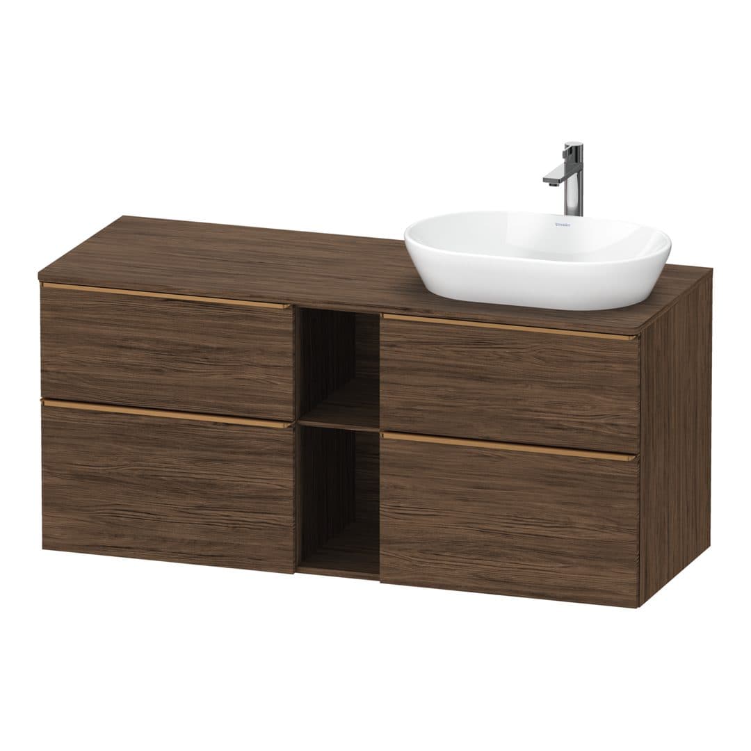 Duravit D-Neo – Έπιπλο Νιπτήρα – 1400 mm, για κονσόλα, 4 συρτάρια, νιπτήρας δεξιά, Bronze Brushed – Walnut dark Matt, Decor (DE4970R04210000)