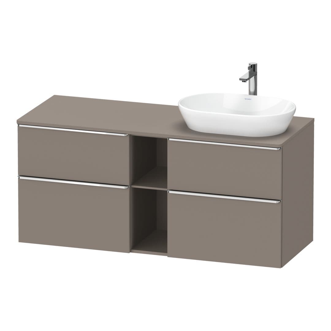 Duravit D-Neo – Έπιπλο Νιπτήρα – 1400 mm, για κονσόλα, 4 συρτάρια, νιπτήρας δεξιά, Chrome High Gloss – Basalte Matt, Decor (DE4970R10430000)