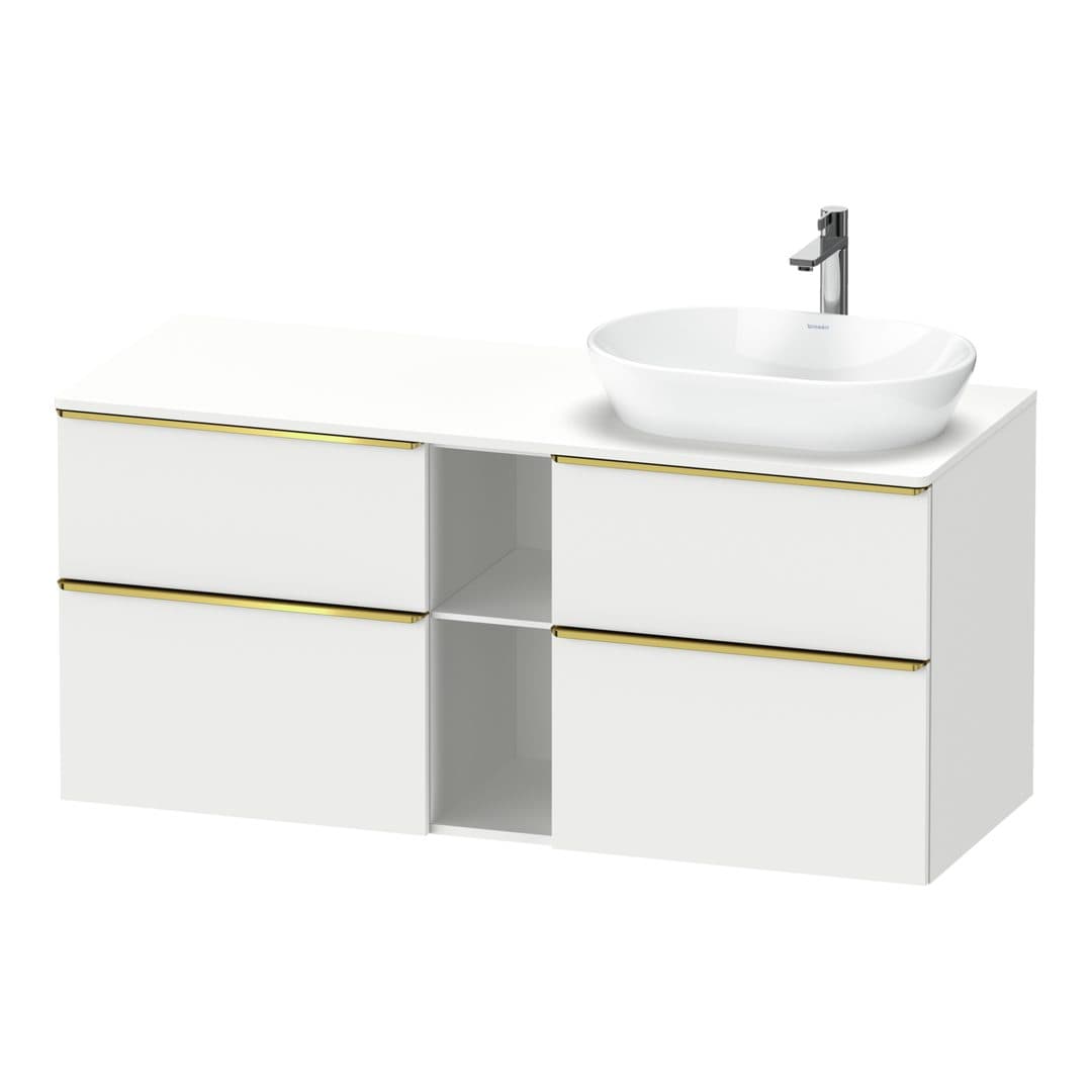 Duravit D-Neo – Έπιπλο Νιπτήρα – 1400 mm, για κονσόλα, 4 συρτάρια, νιπτήρας δεξιά, Gold Polished – White Matt, Decor (DE4970R34180000)