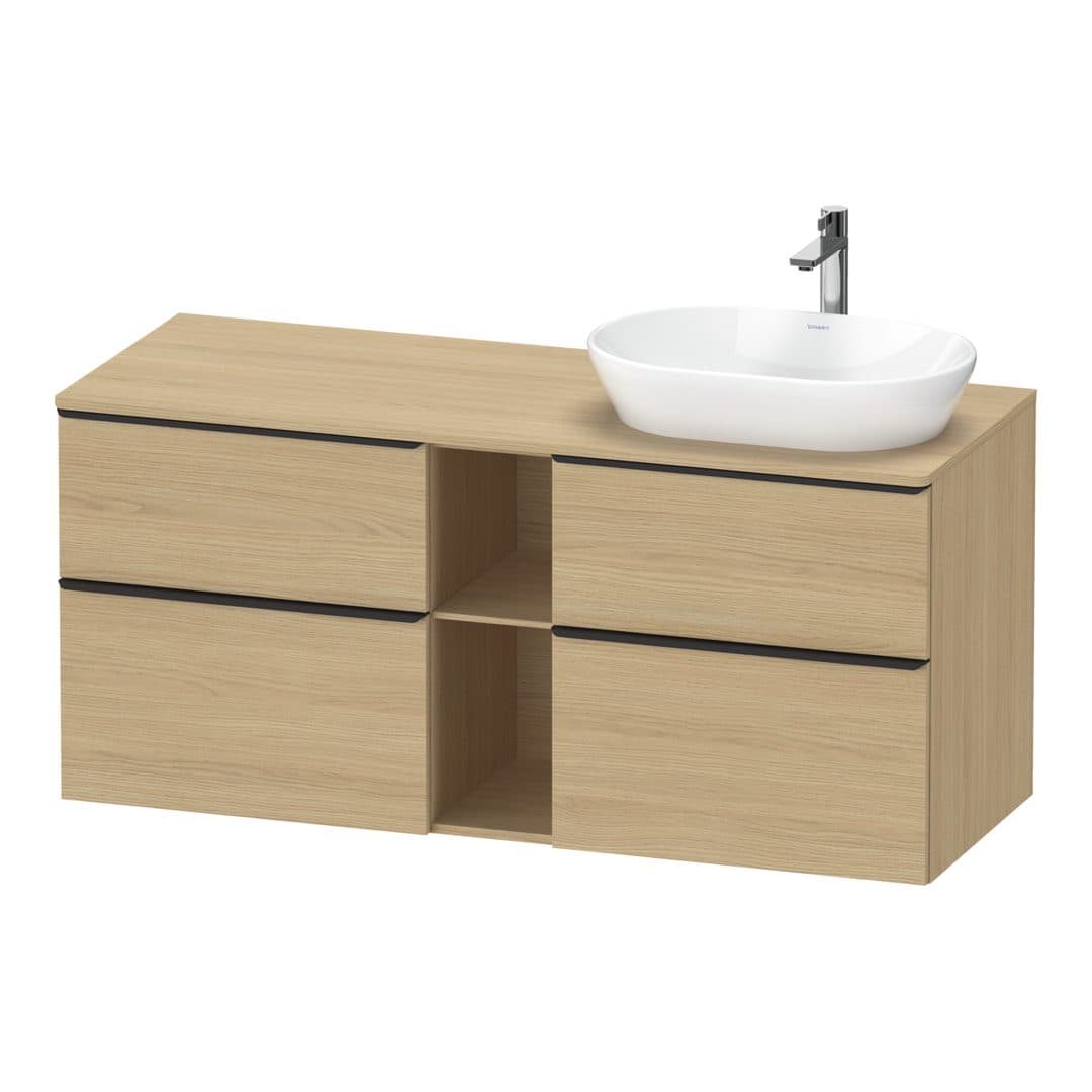 Duravit D-Neo – Έπιπλο Νιπτήρα – 1400 mm, για κονσόλα, 4 συρτάρια, νιπτήρας δεξιά, Diamond black Matt – Natural oak, Decor (DE4970RBD300000)