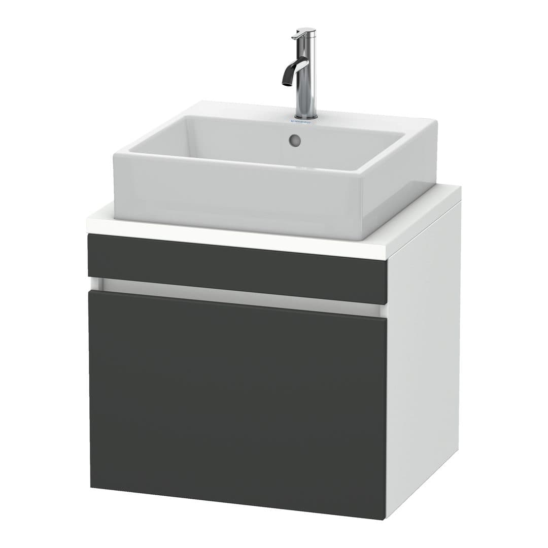 Duravit DuraStyle – Έπιπλο Νιπτήρα – 600 mm, για κονσόλα, 1 συρτάρι, νιπτήρας κέντρο, σώμα White Matt, Compact – Graphite Matt, Decor (DS530004918)