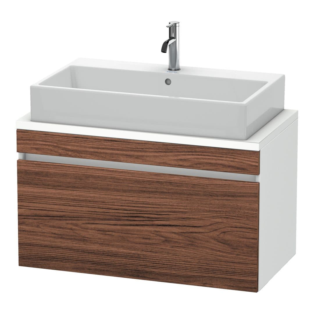 Duravit DuraStyle – Έπιπλο Νιπτήρα – 900 mm, για κονσόλα, 1 συρτάρι, νιπτήρας κέντρο, σώμα White Matt, Compact – Walnut dark Matt, Decor (DS530302118)