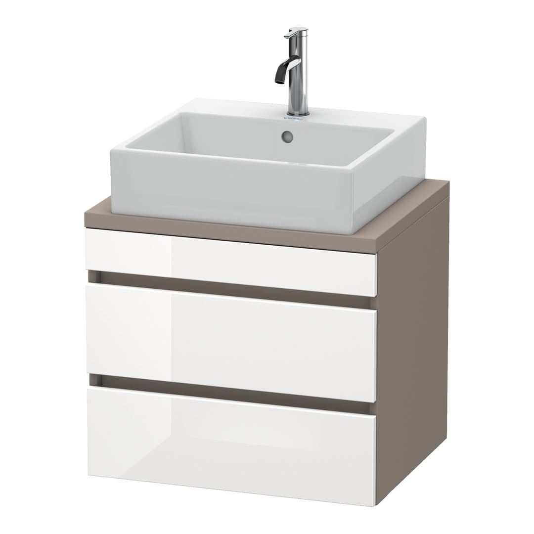 Duravit DuraStyle – Έπιπλο Νιπτήρα – 600 mm, για κονσόλα, 2 συρτάρια, νιπτήρας κέντρο, σώμα Basalte Matt, Compact – White High Gloss, Decor (DS530502243)