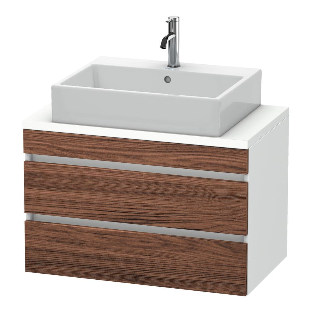 Duravit DuraStyle – Έπιπλο Νιπτήρα – 800 mm, για κονσόλα, 2 συρτάρια, νιπτήρας κέντρο, σώμα White Matt, Compact – Walnut dark Matt, Decor (DS530702118)
