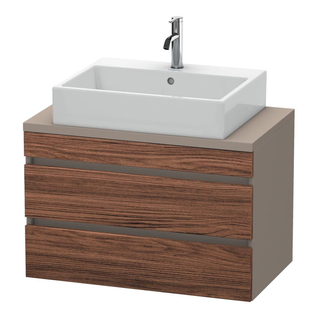 Duravit DuraStyle – Έπιπλο Νιπτήρα – 800 mm, για κονσόλα, 2 συρτάρια, νιπτήρας κέντρο, σώμα Basalte Matt, Compact – Walnut dark Matt, Decor (DS530702143)